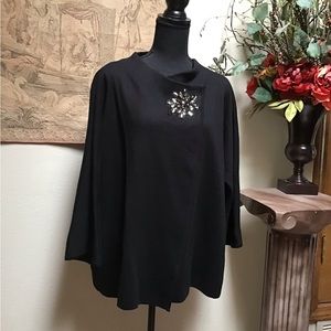 BEAUTIFUL BLACK JACKET WITH DOMINATING RHINESTONES DESIGN, 3/4 sleeve, Large